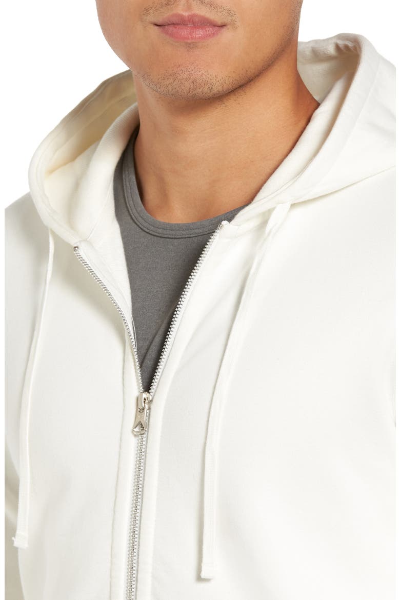 Midweight Terry Slim Zip Hoodie, Alternate, color, WINTER WHITE