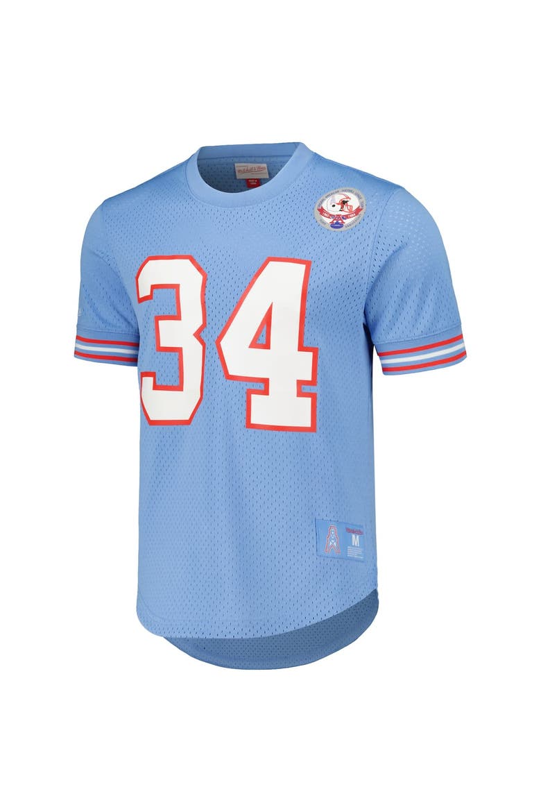 Men's Mitchell & Ness Earl Campbell Light Blue Houston Oilers Retired Player Name & Number Mesh Top, Alternate, color, Light Blue