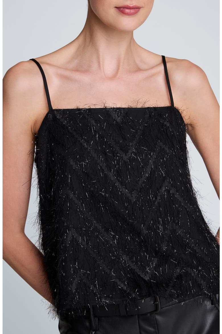 Chevron Fringe Crop Cami, Main, color, BLACK
