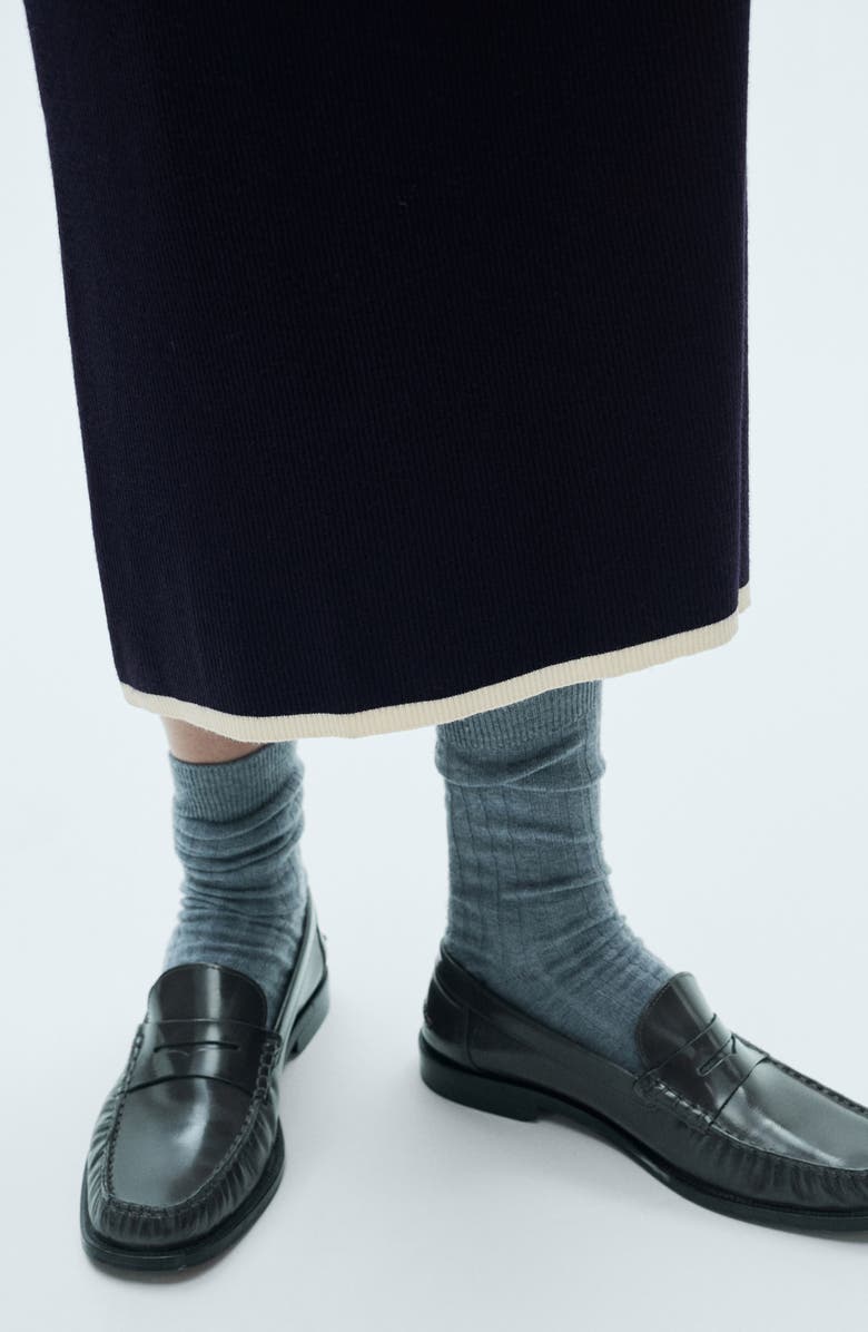 MANGO Contrast Trim Long Sleeve Sweater Dress, Alternate, color, 