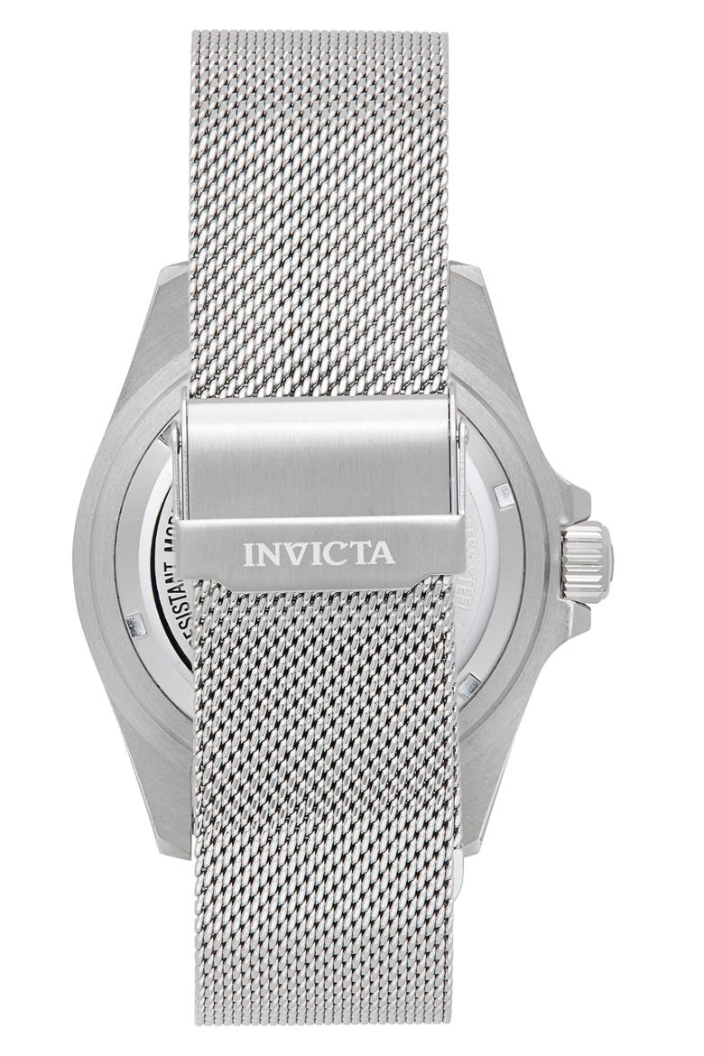 Pro Diver Auto Mesh Bracelet Watch, 43mm, Alternate, color, SILVER/ BLACK