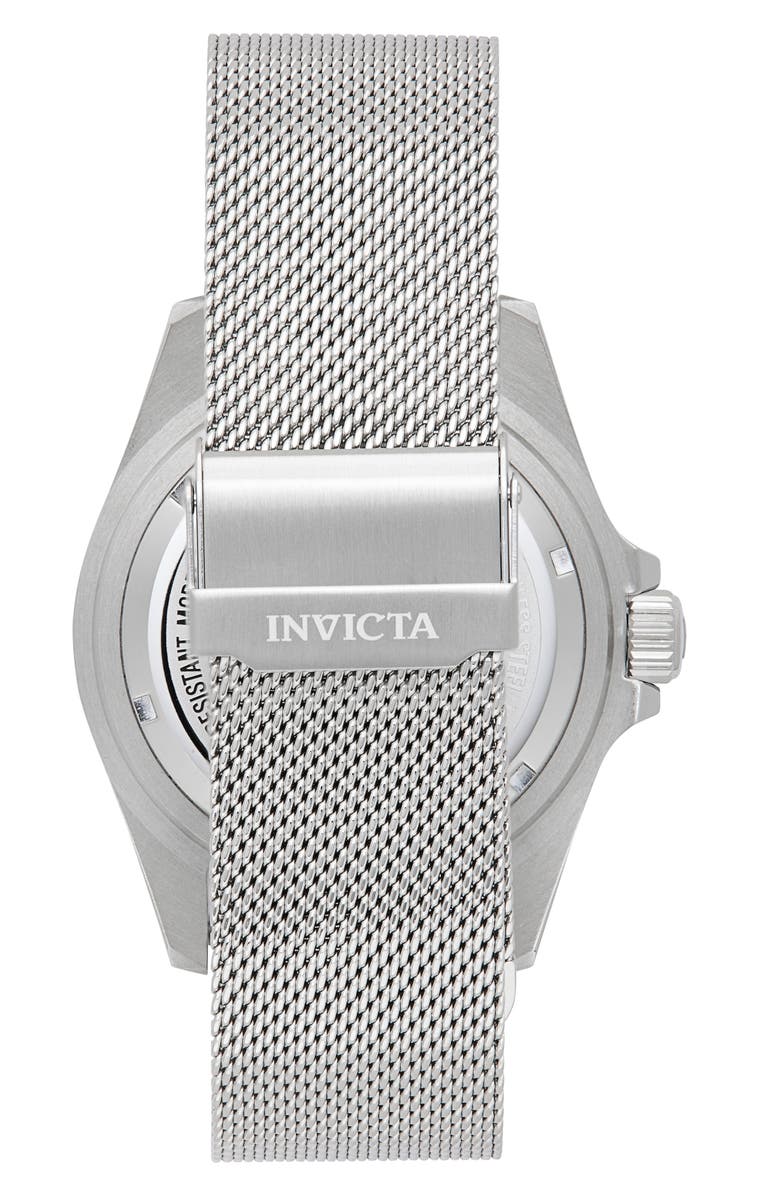 INVICTA Pro Diver Auto Mesh Bracelet Watch, 43mm, Alternate, color, Silver/ Black