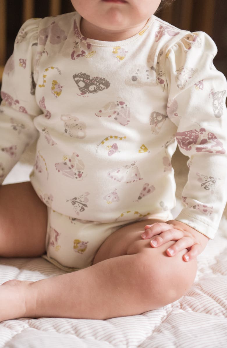 Pehr Print Long Sleeve Organic Cotton Bodysuit, Alternate, color, Daydreamer