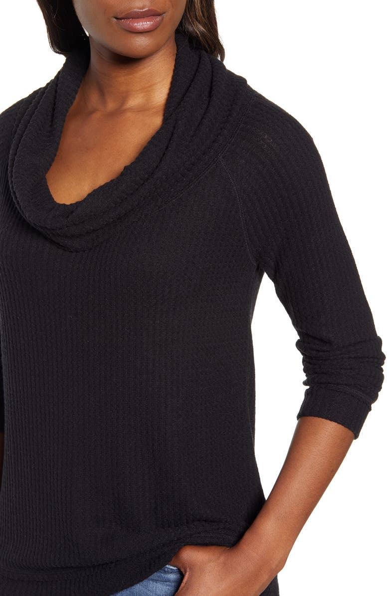 Caslon<sup>®</sup> Cowl Neck Waffle Knit Top, Alternate, color,