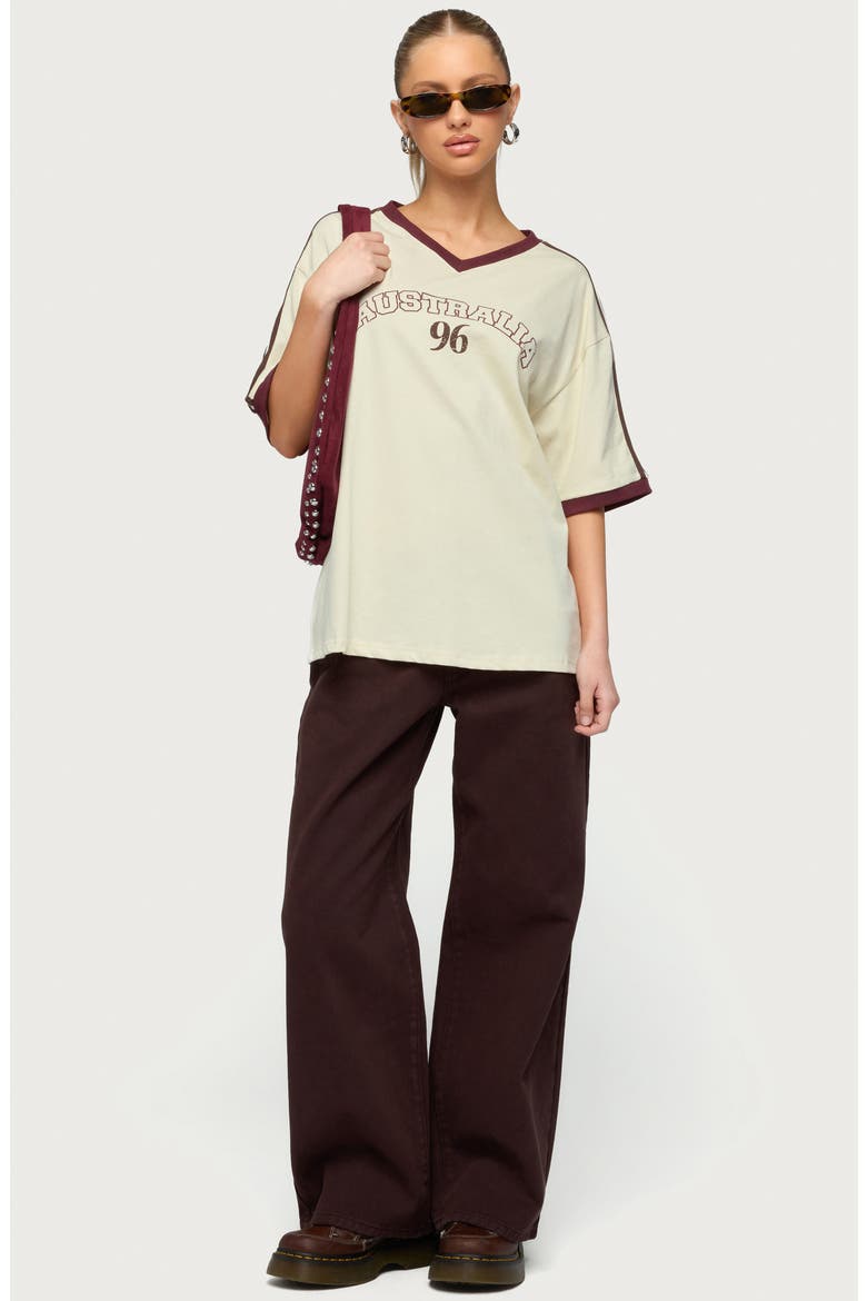 Australia 96 Oversize Cotton T-Shirt, Alternate, color, CREAM