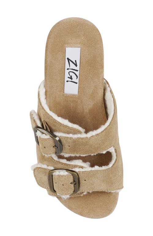 Zigi Faux Shearling Platform Sandal In Gold