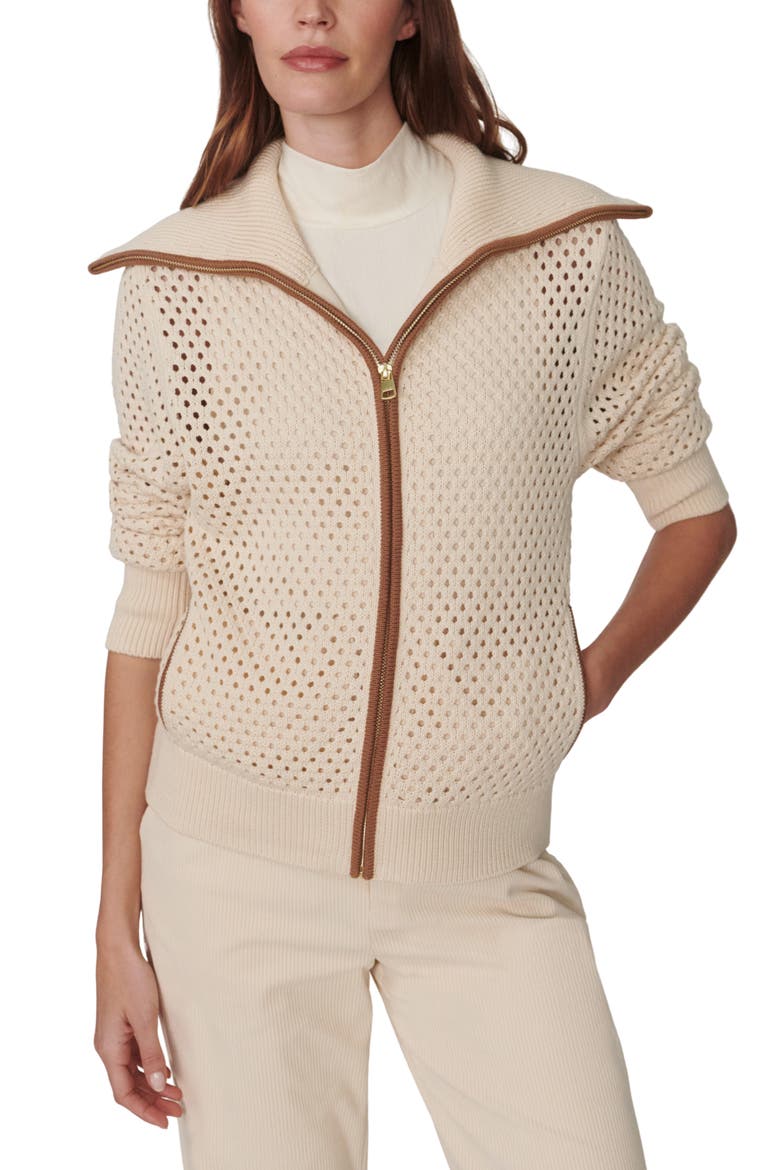 Paula Zip Front Knit Hoodie, Main, color, BIRCH
