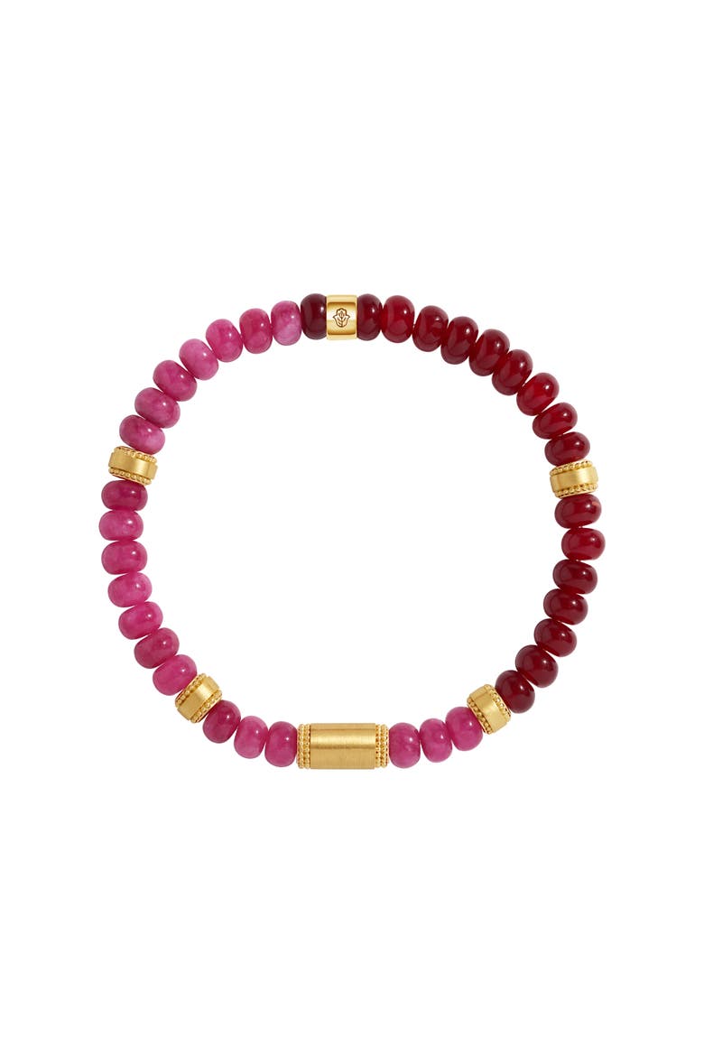Garnet Rhodolite Gold Plated Women's Beaded Bracelet - Harmonized Flow, Main, color, Pink/Purple