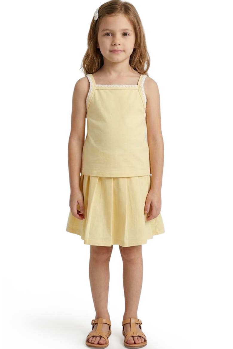 Kids' Embroidered Trim Cotton Blend French Terry Tank, Alternate, color, MUSTARD