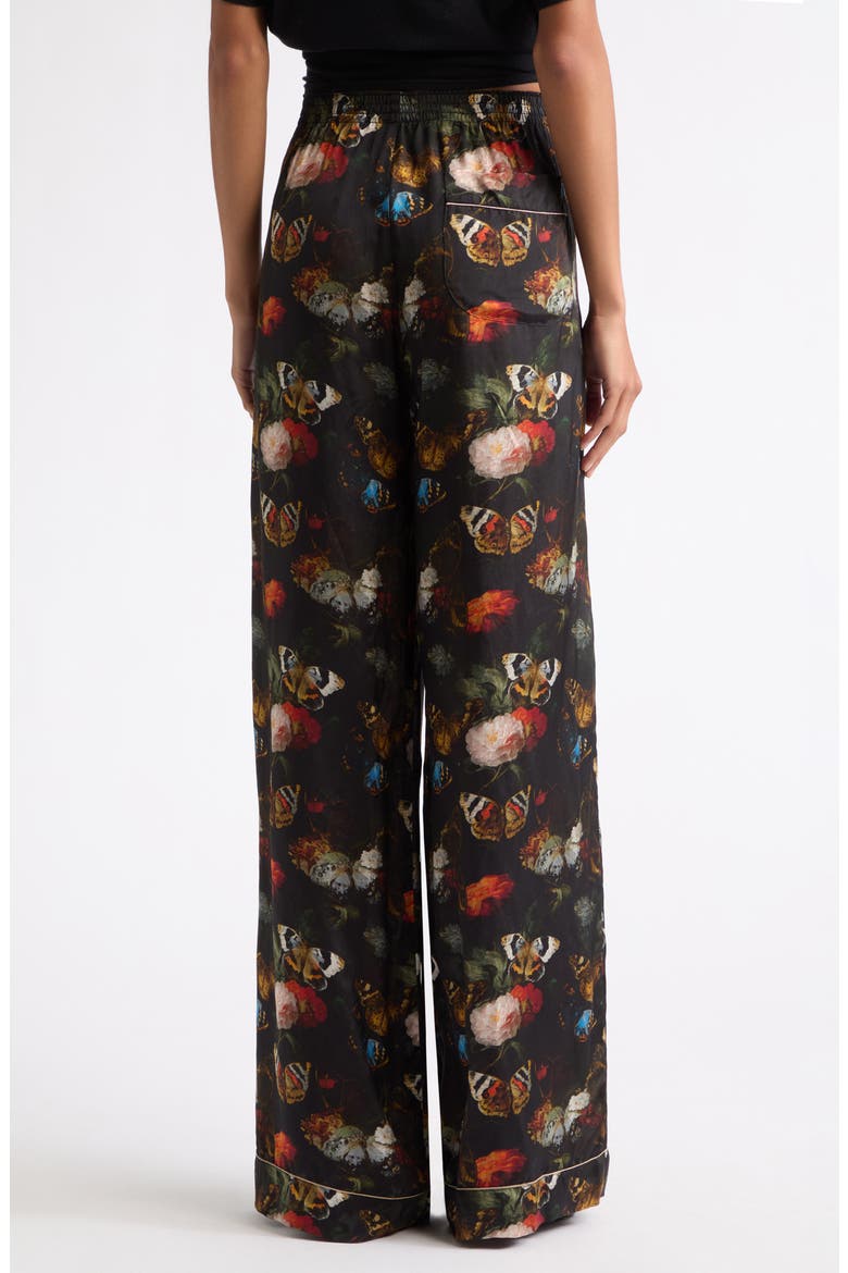 Darcy High Waist Flare Pajama Pants, Alternate, color, BLACK RED FLORAL BUTTERFLY