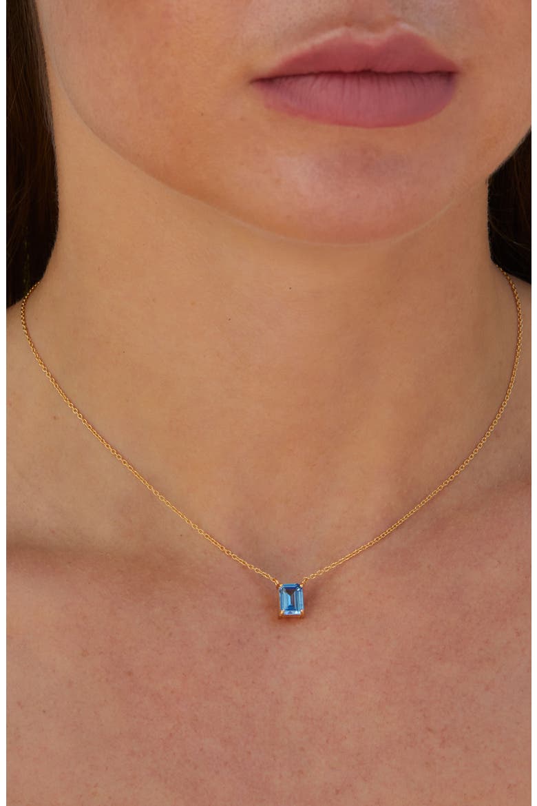 Vermeil Emerald Cut CZ Birth Stone Box Cut Necklace, Alternate, color, BLUE TOPAZ - DECEMBER