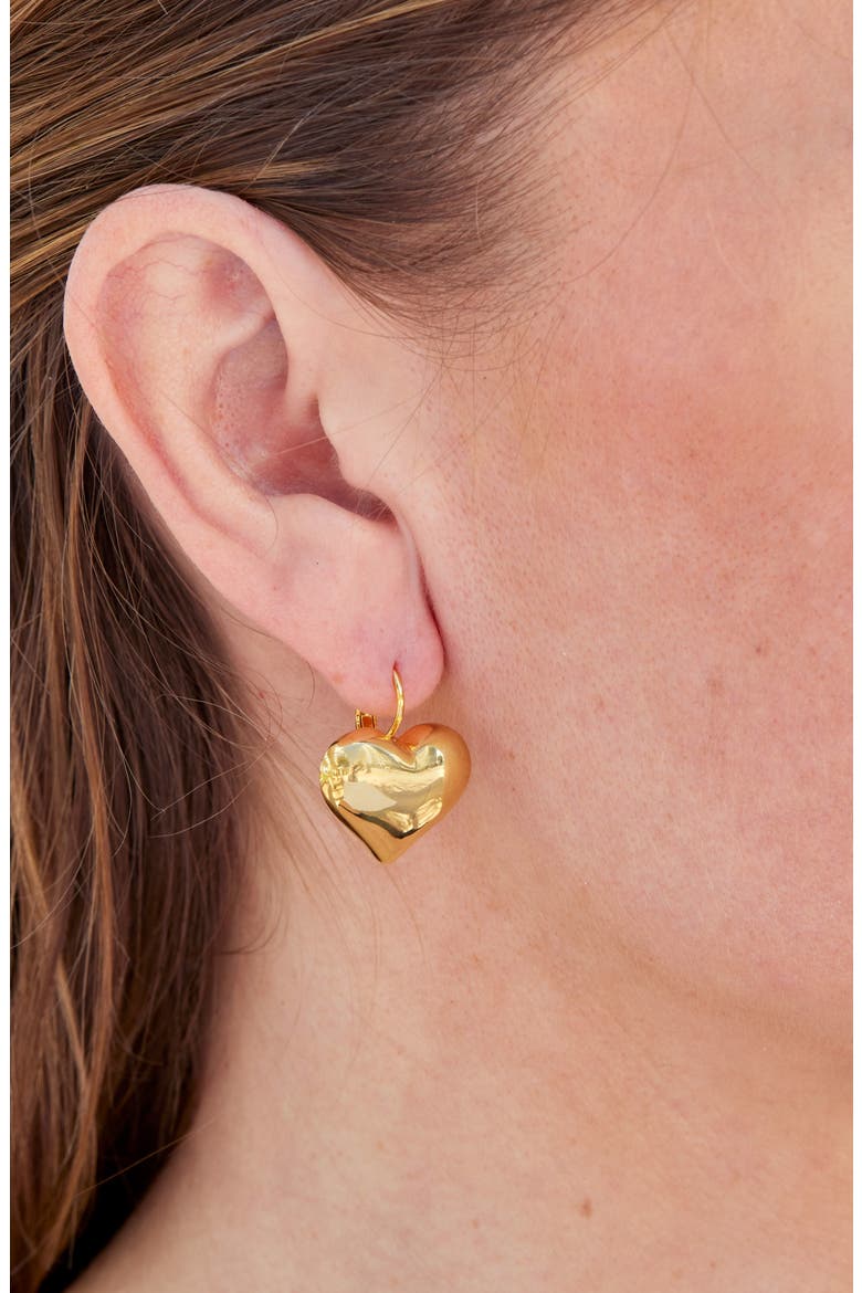 Puffy Heart Drop Earrings, Alternate, color, YELLOW