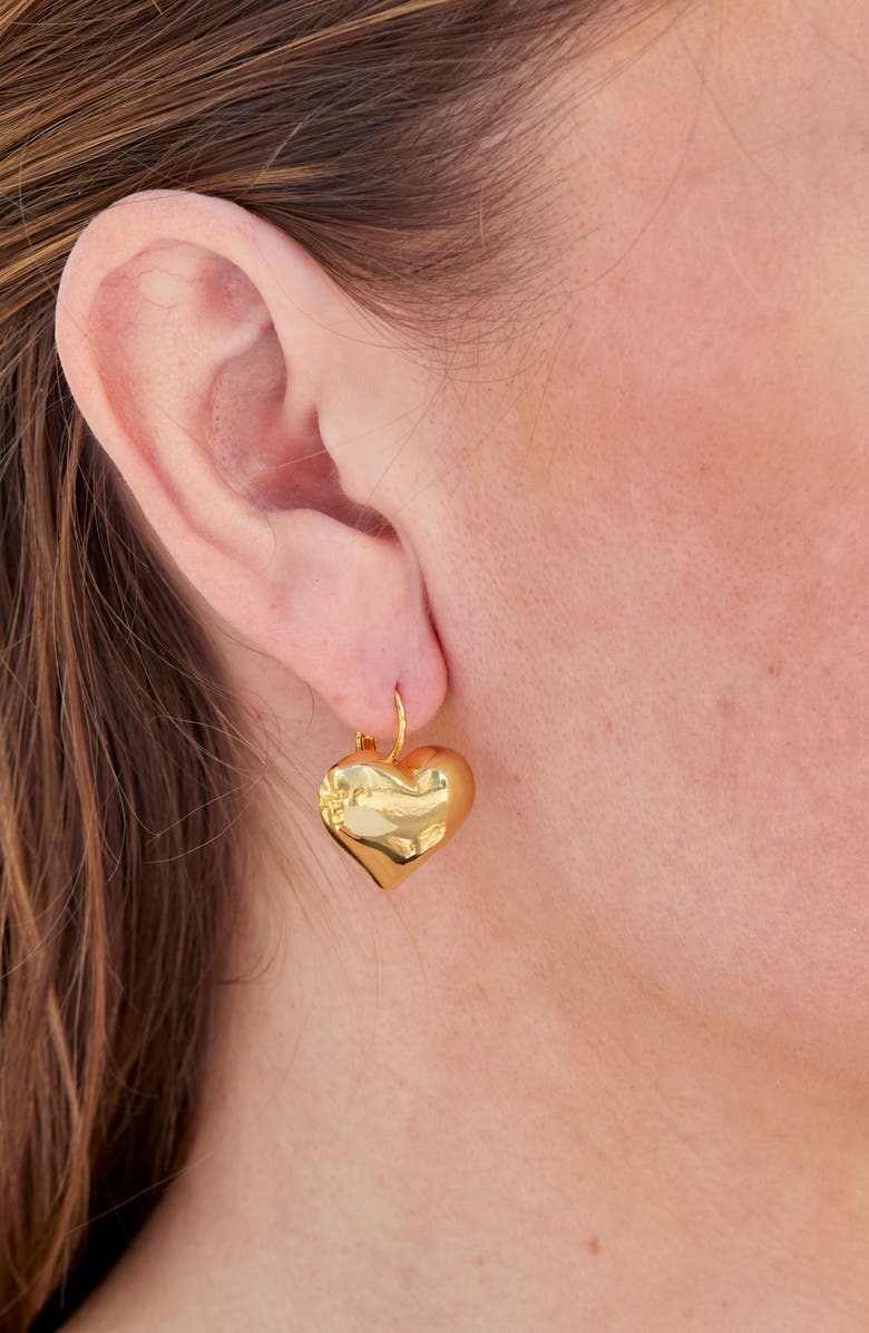 SAVVY CIE JEWELS Puffy Heart Drop Earrings, Alternate, color, Yellow