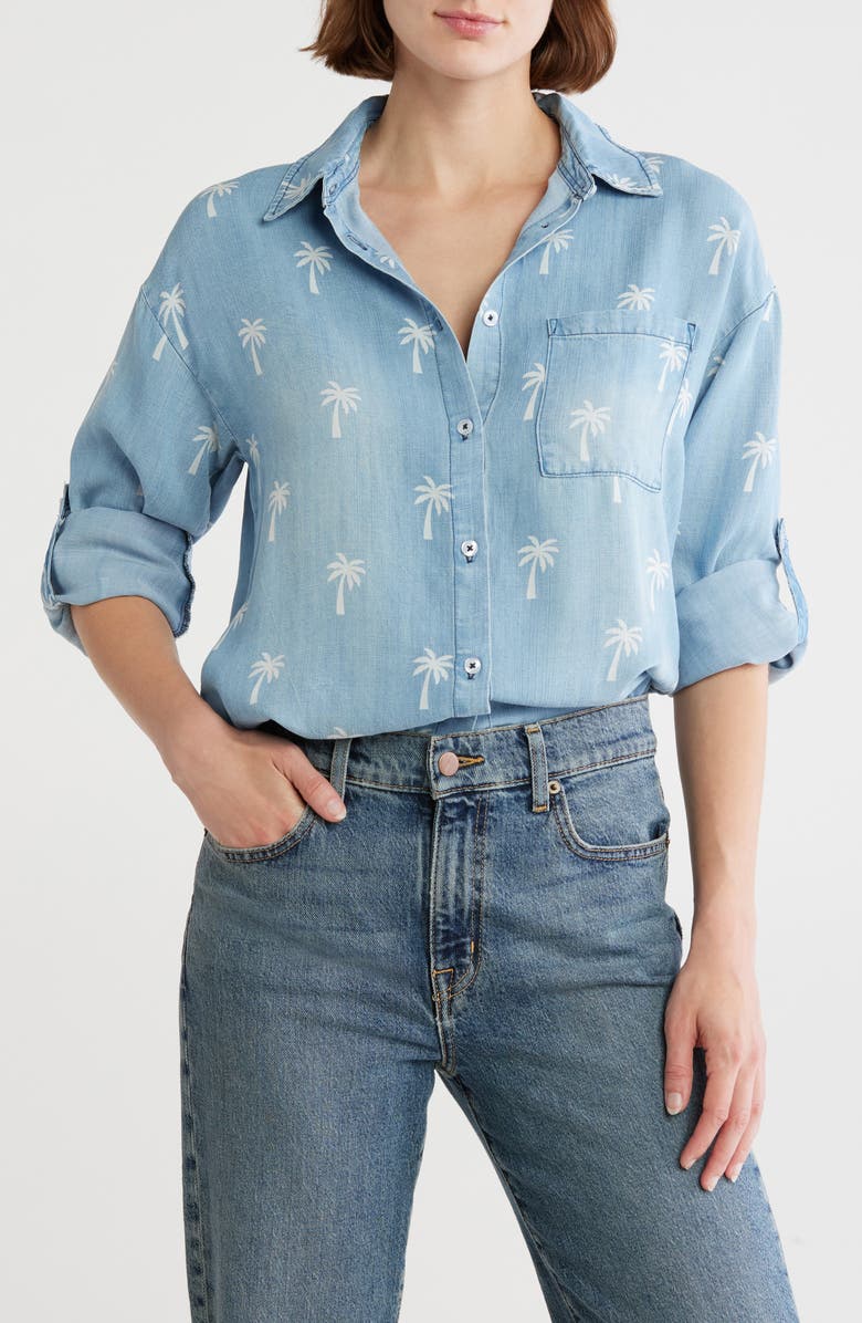 ELIE ELIE TAHARI Chambray Button-Down Shirt, Main, color,