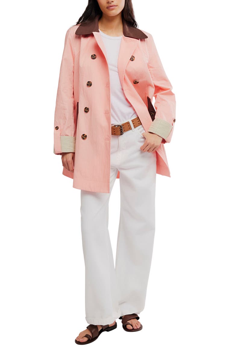 Riley Cotton Canvas Coat, Alternate, color, CORAL