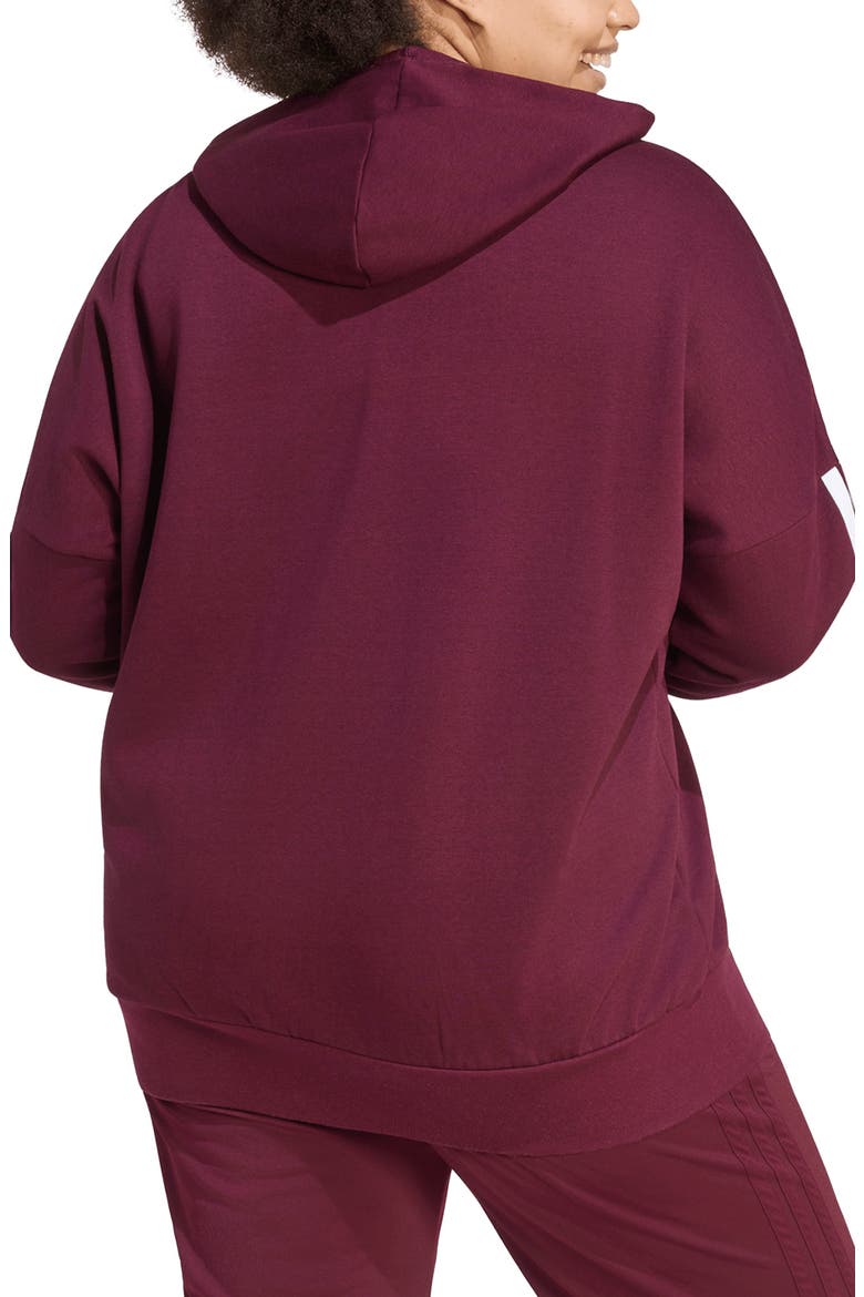 Essentials 3-Stripes Full Zip Fleece Hoodie, Alternate, color, MAROON
