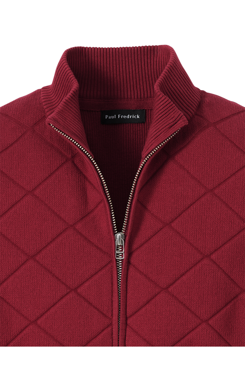 Cotton Full Zip Mock Neck Sweater Jacket, Alternate, color, Burgundy