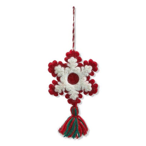 Artisan Multicolor Snowflake Tassel Tree Ornaments Holiday