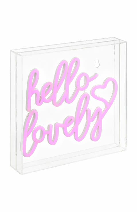 Hello Square Contemporary Glam Acrylic Box USB Operated LED Neon Light