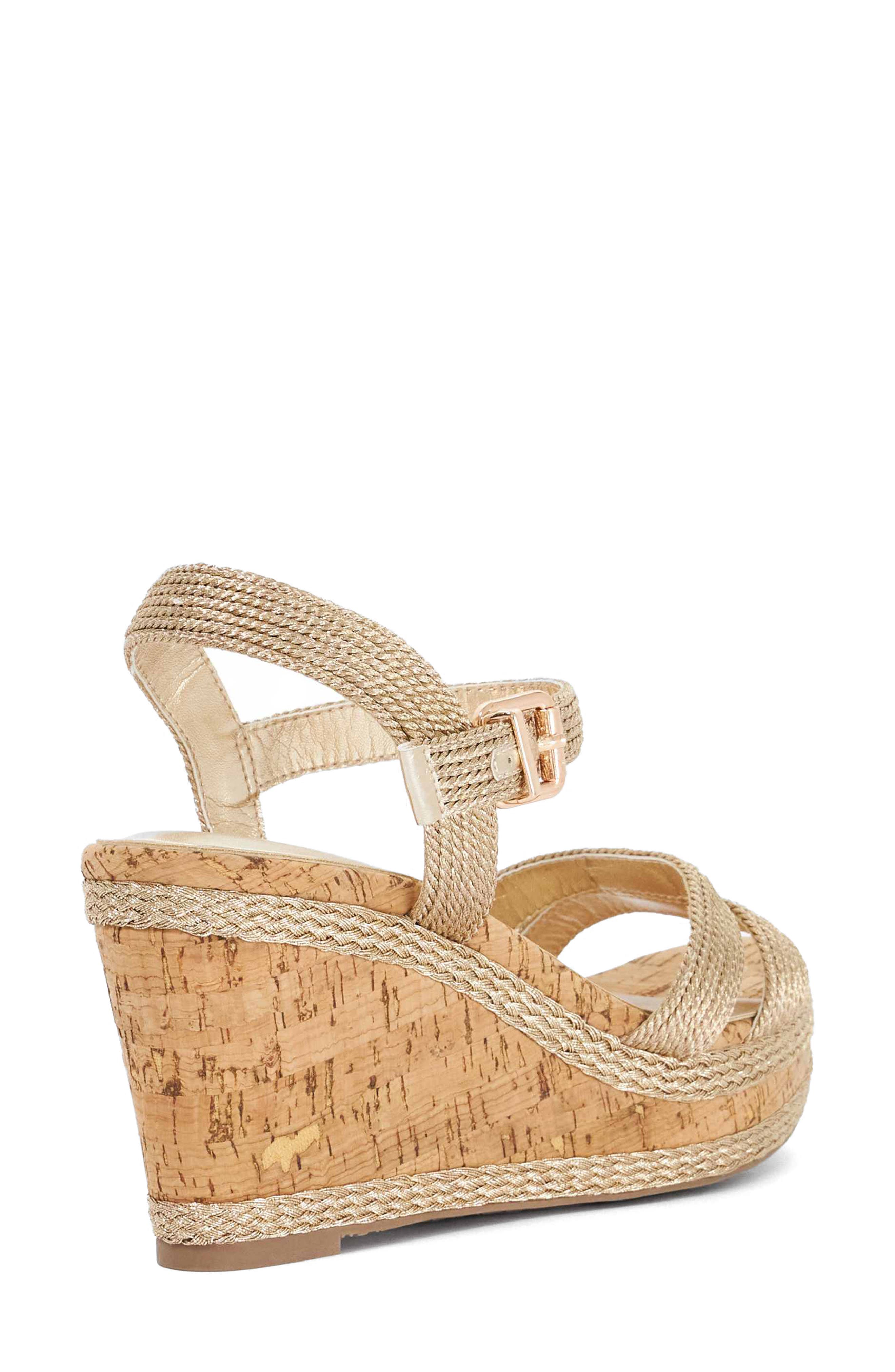 Dune London Kipling Platform Wedge Sandal, Alternate, color, Gold
