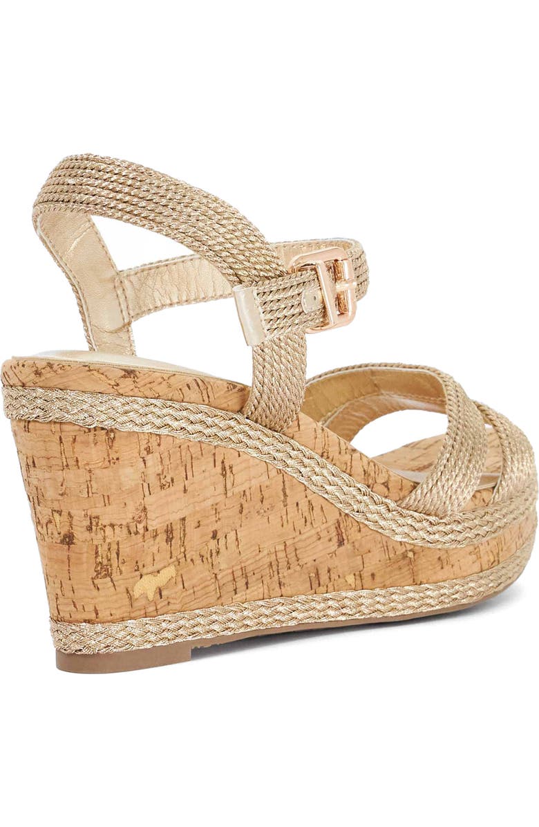 Dune London Kipling Platform Wedge Sandal, Alternate, color, Gold