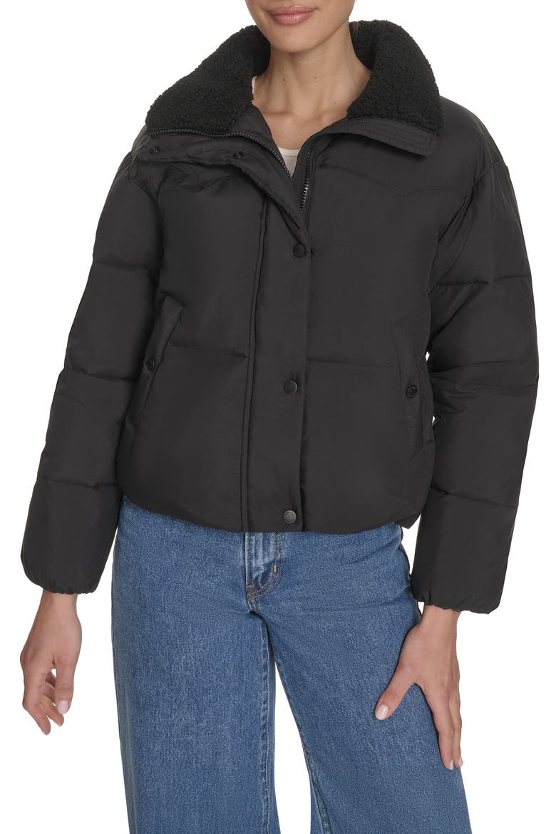 Western Puffer Jacket, Main, color, BLACK