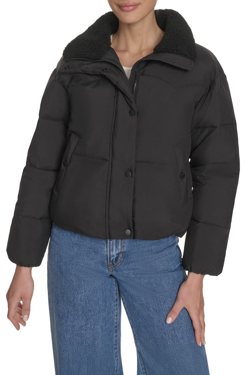 Levi's Western Puffer Jacket, Main, color, Black