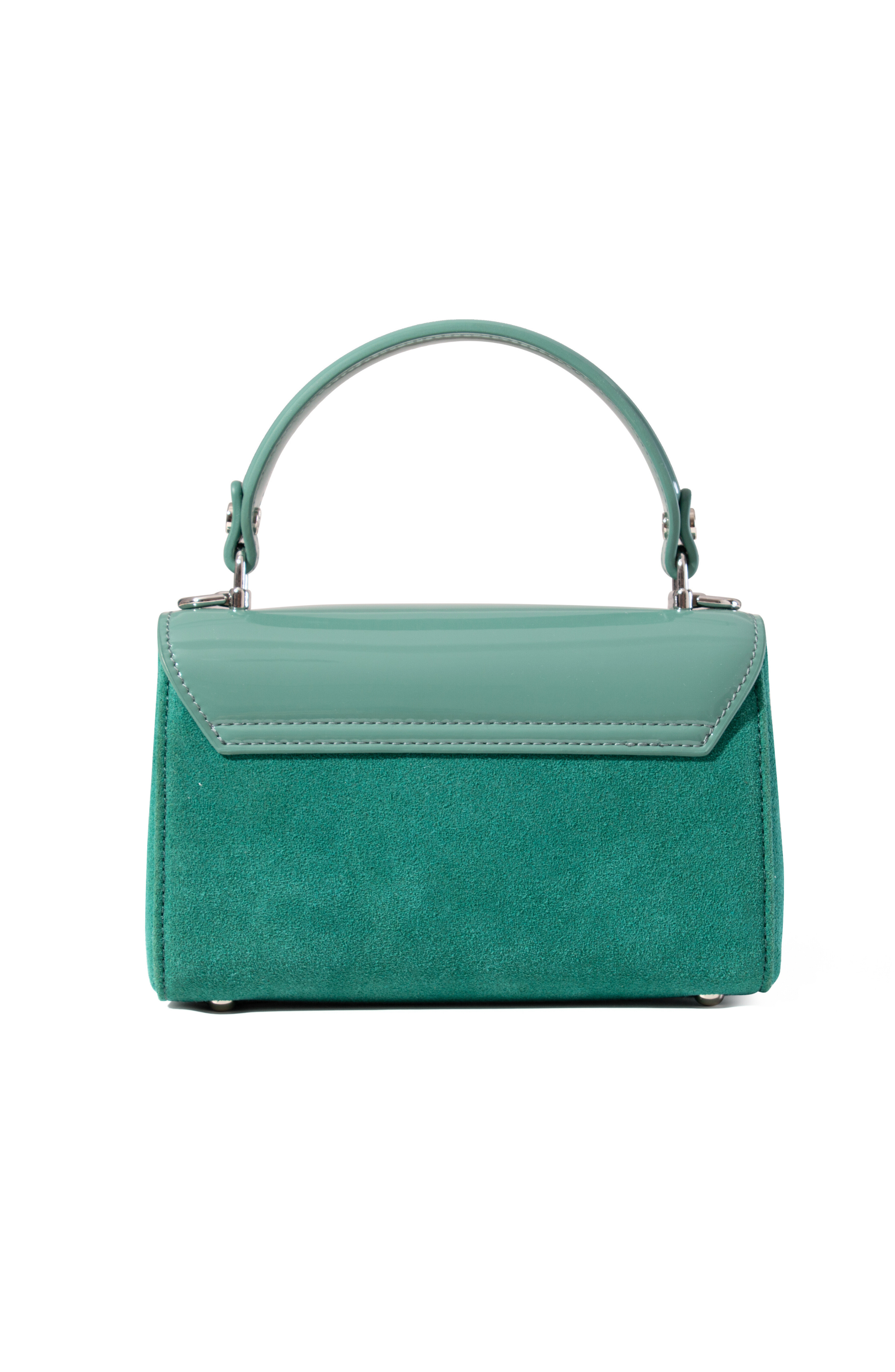JURGI LILI Suede and Patent Leather Top Handle Mini Bag, Alternate, color, Mint