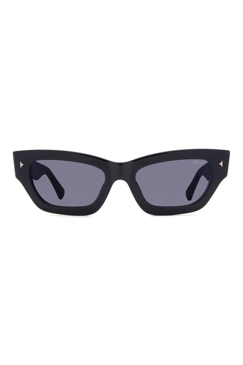 Stacked 55mm Cat Eye Sunglasses, Main, color, BLACK / DARK SMOKE / GOLD