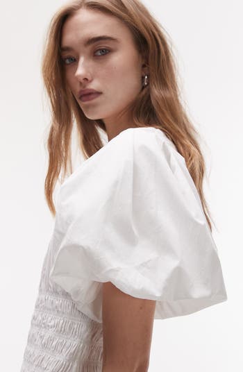Shirred Puff Sleeve Maxi Dress