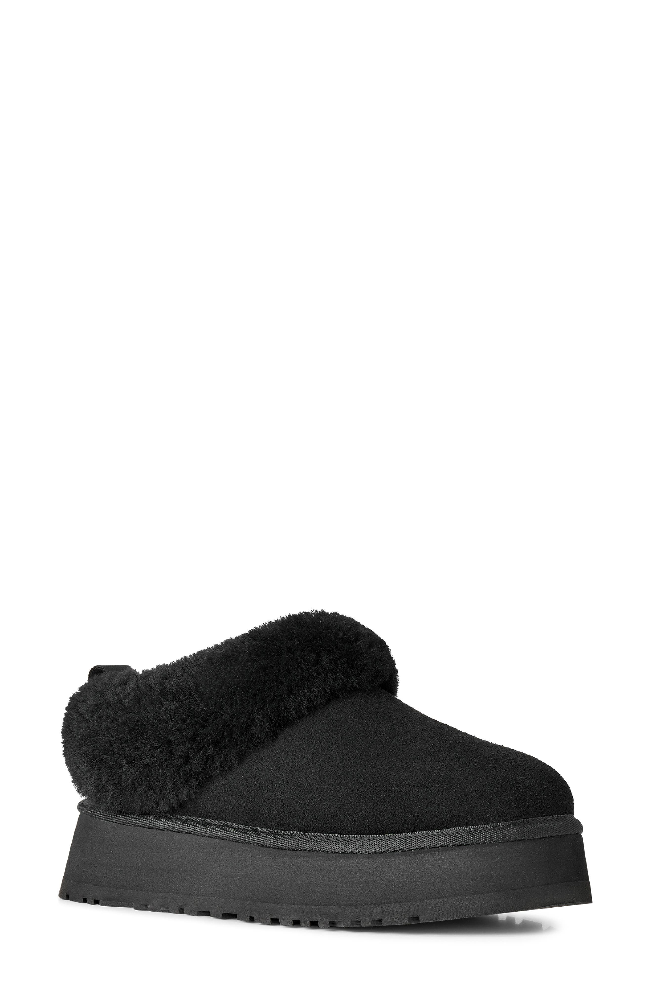 Tazzelle Genuine Shearling Collar Slipper, Main, color, BLACK