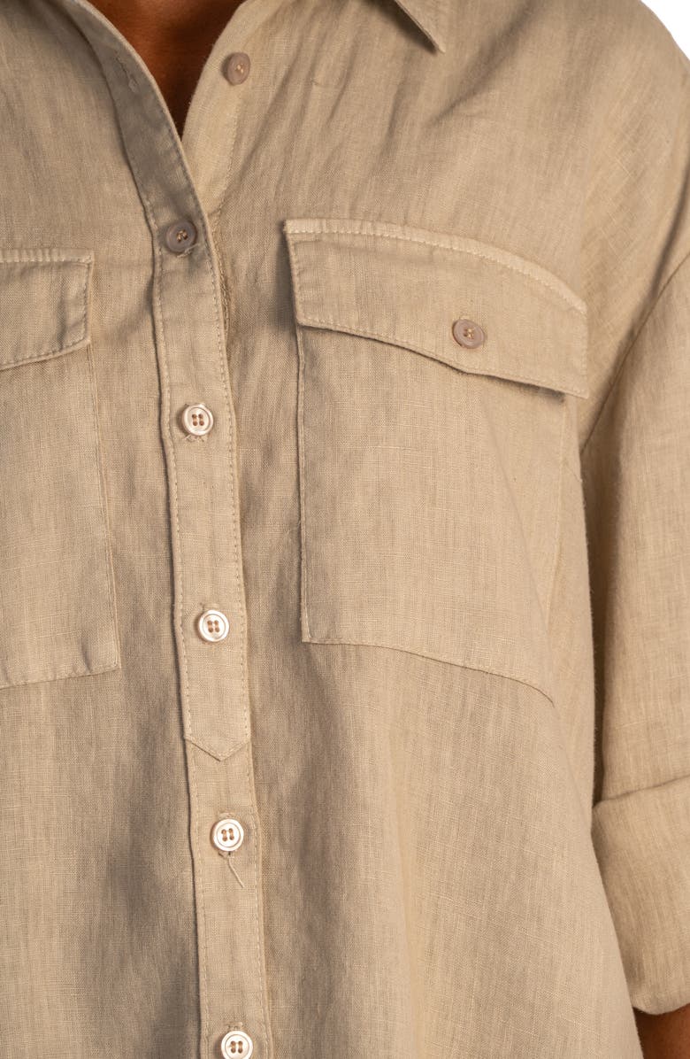 KUT from the Kloth Milani Roll Sleeve Linen Button-Up Shirt, Alternate, color,
