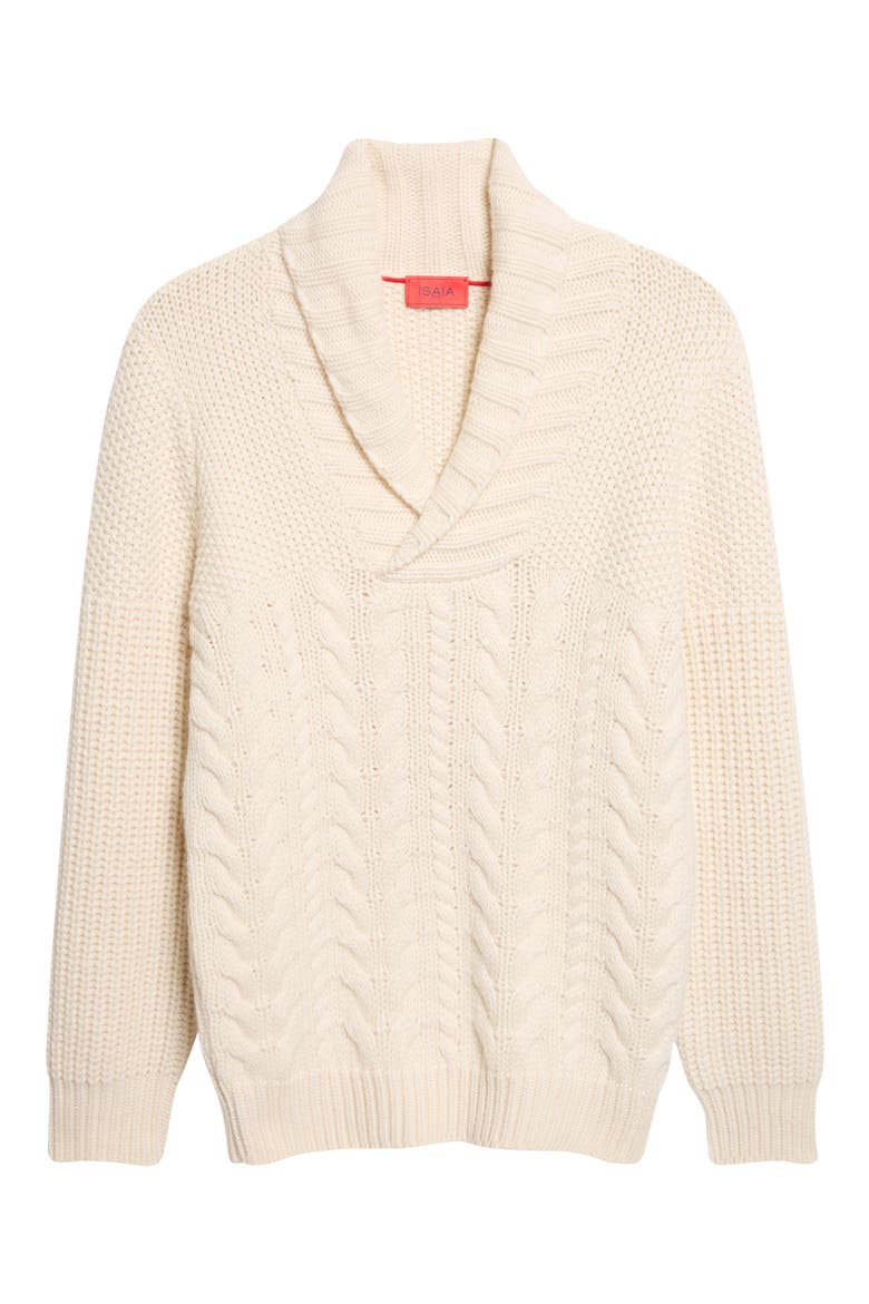 Mixed Stitch Shawl Collar Cashmere Sweater, Main, color, OFF WHITE 020