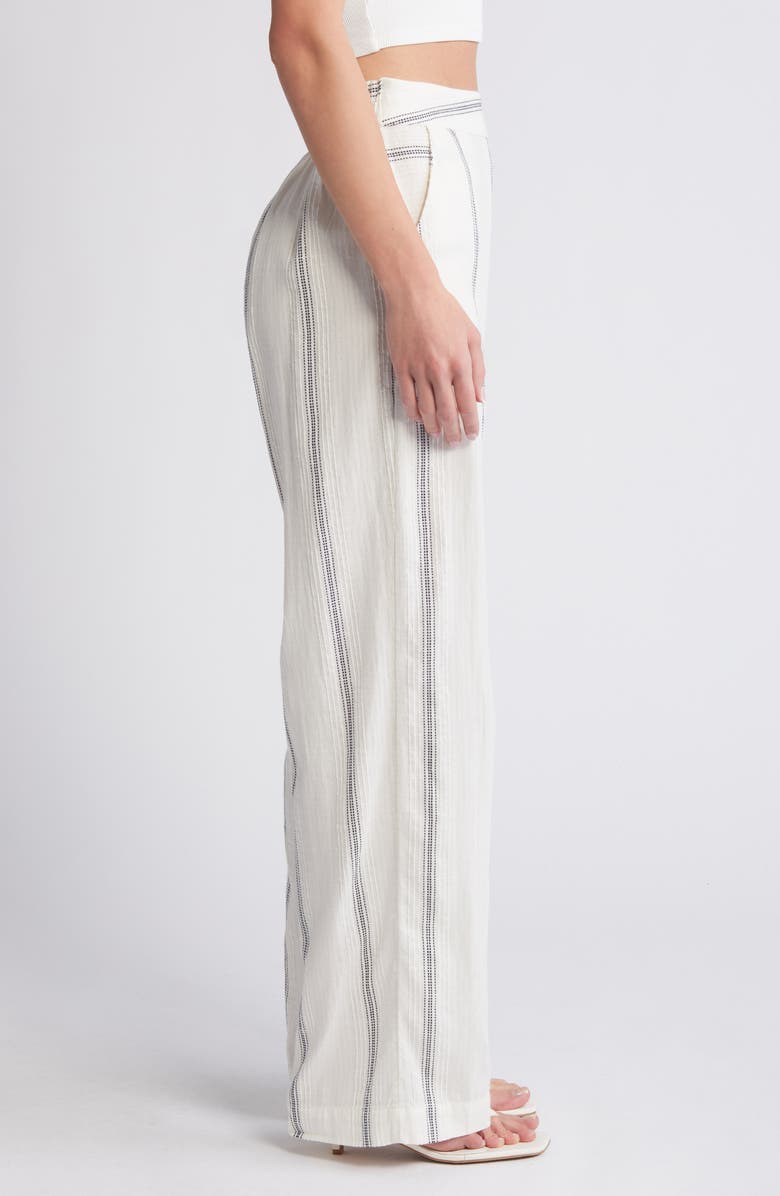 VERO MODA Embroidered Stripe Cotton Wide Leg Pants, Alternate, color, 
