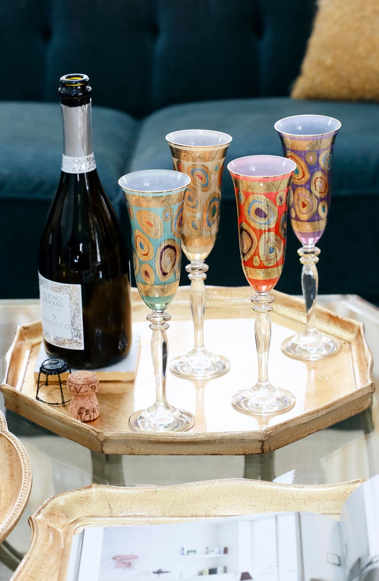 VIETRI Florentine Wood Octagonal Tray, Alternate, color, Gold