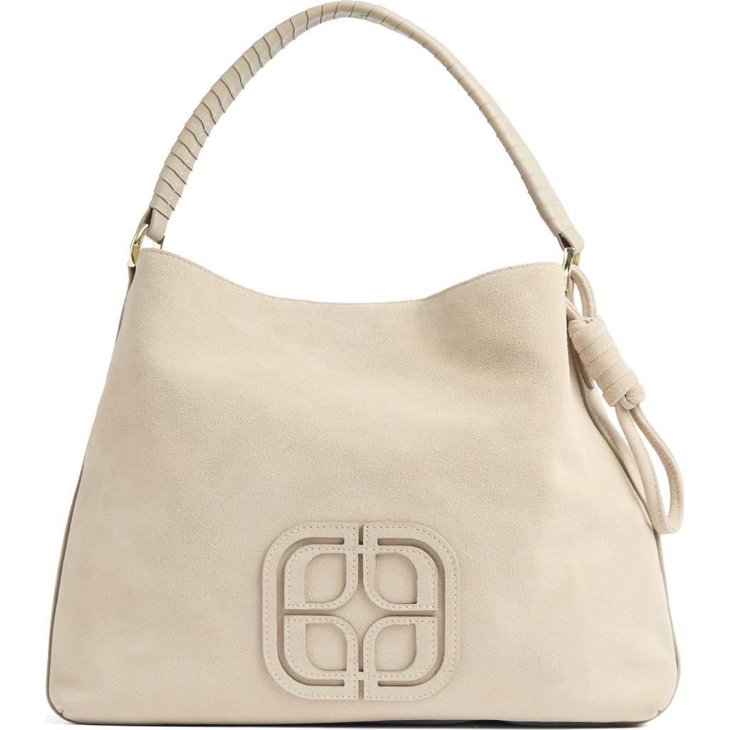Lk Bennett Lou Lou Wrap Handle Leather Shoulder Bag In Gray