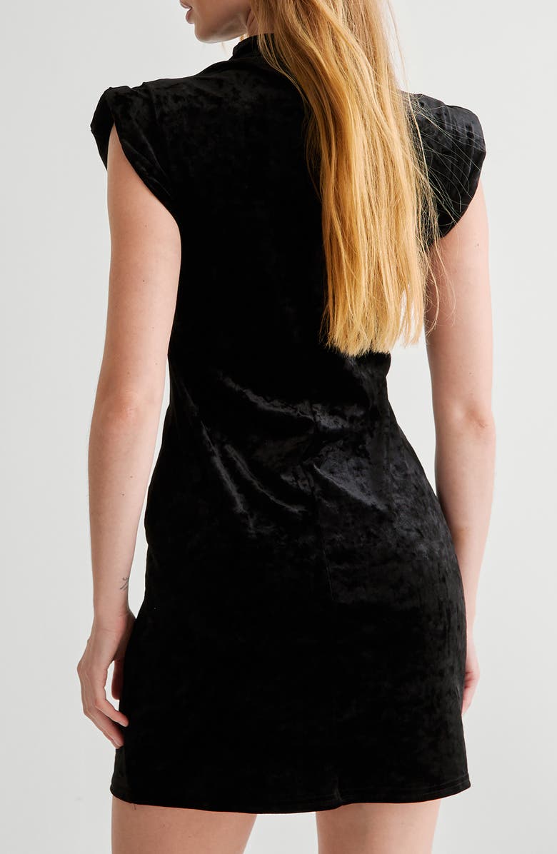 NASTY GAL Slinky Mock Neck Shoulder Pad Velvet Minidress, Alternate, color,
