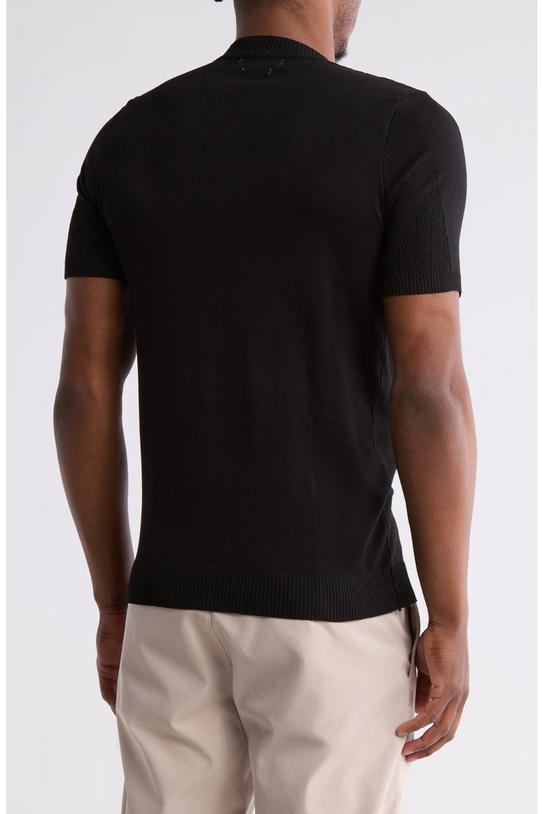 Textured Knit Short Sleeve Sweater, Alternate, color, BLACK
