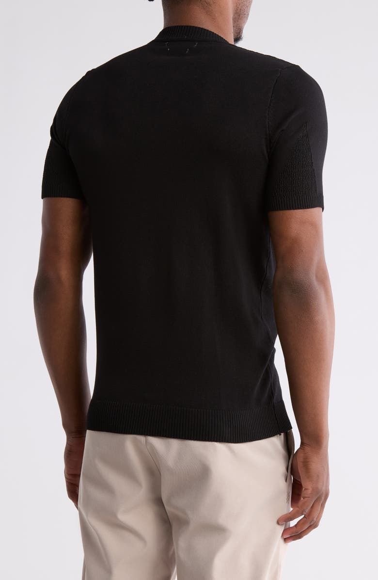 T.R. PREMIUM Textured Knit Short Sleeve Sweater, Alternate, color, Black