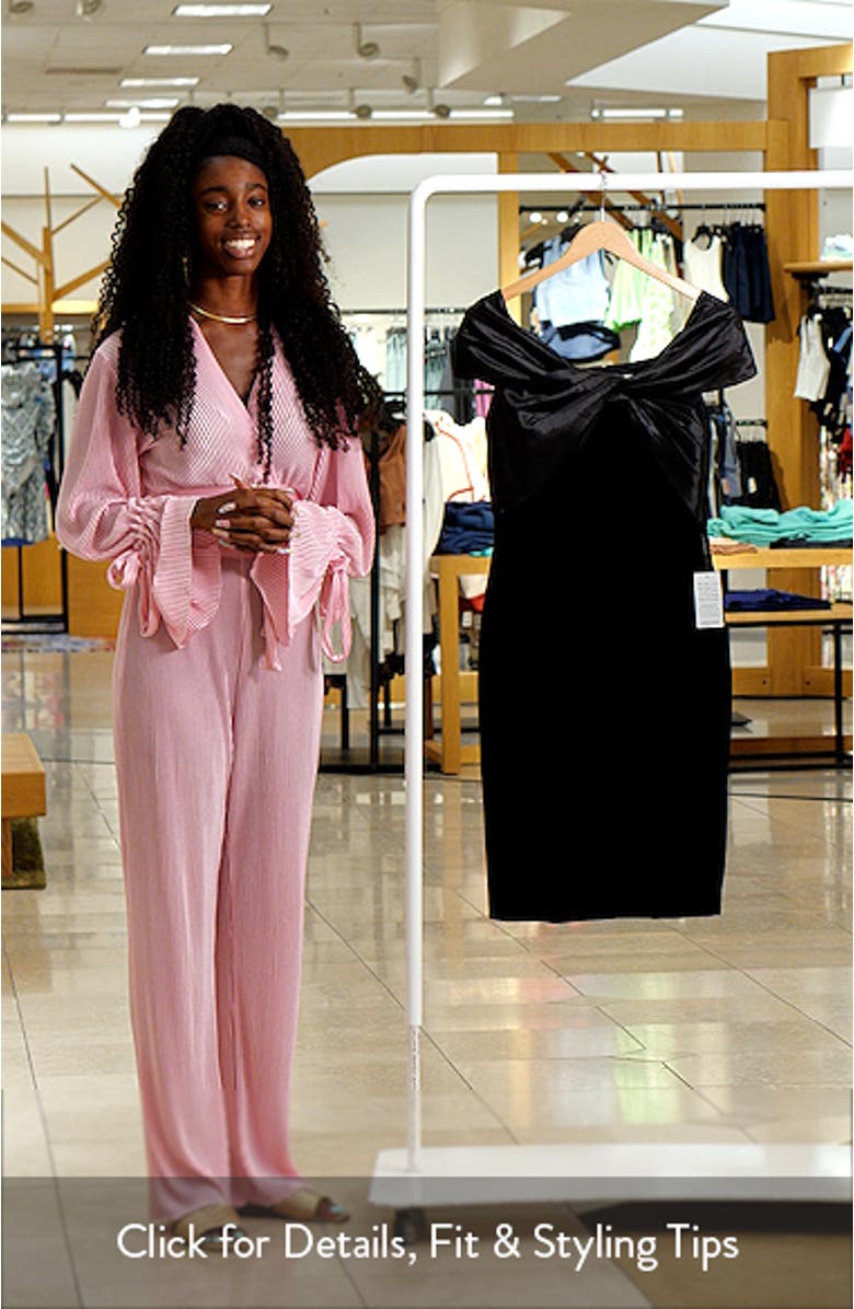 Satin Wrap Detail Velvet Sheath Dress, sales video thumbnail