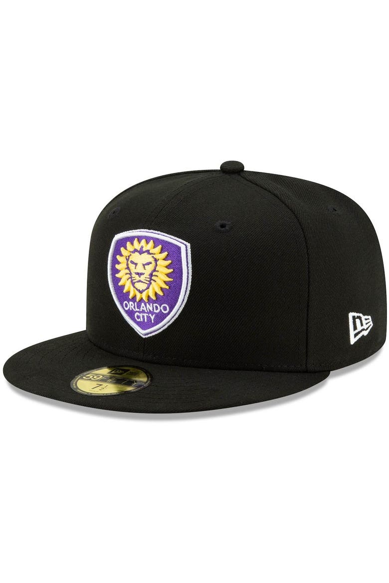 Men's New Era Black Orlando City SC Primary Logo 59FIFTY Fitted Hat, Alternate, color, Black