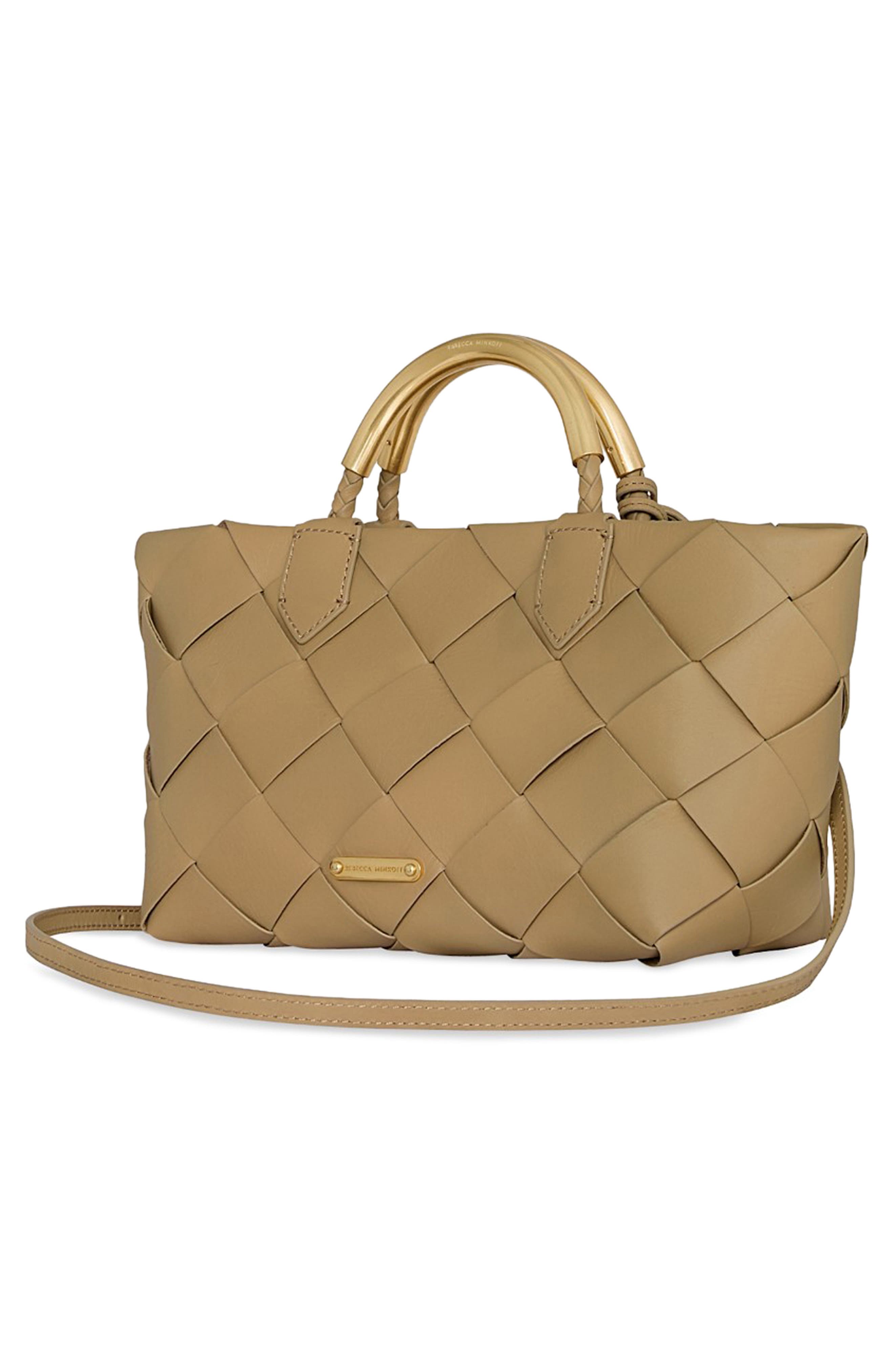 Mini Frankie Woven Leather Tote, Alternate, color, SESAME
