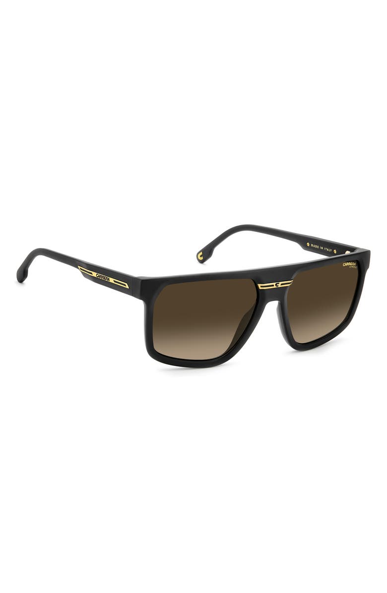 Carrera Eyewear Victory C 60mm Square Flat Top Sunglasses, Alternate, color, Matte Black/ Brown Green