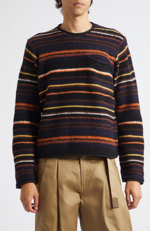 Stripe Mixed Knit Pullover