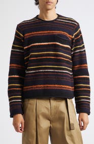 Sacai Stripe Mixed Knit Pullover