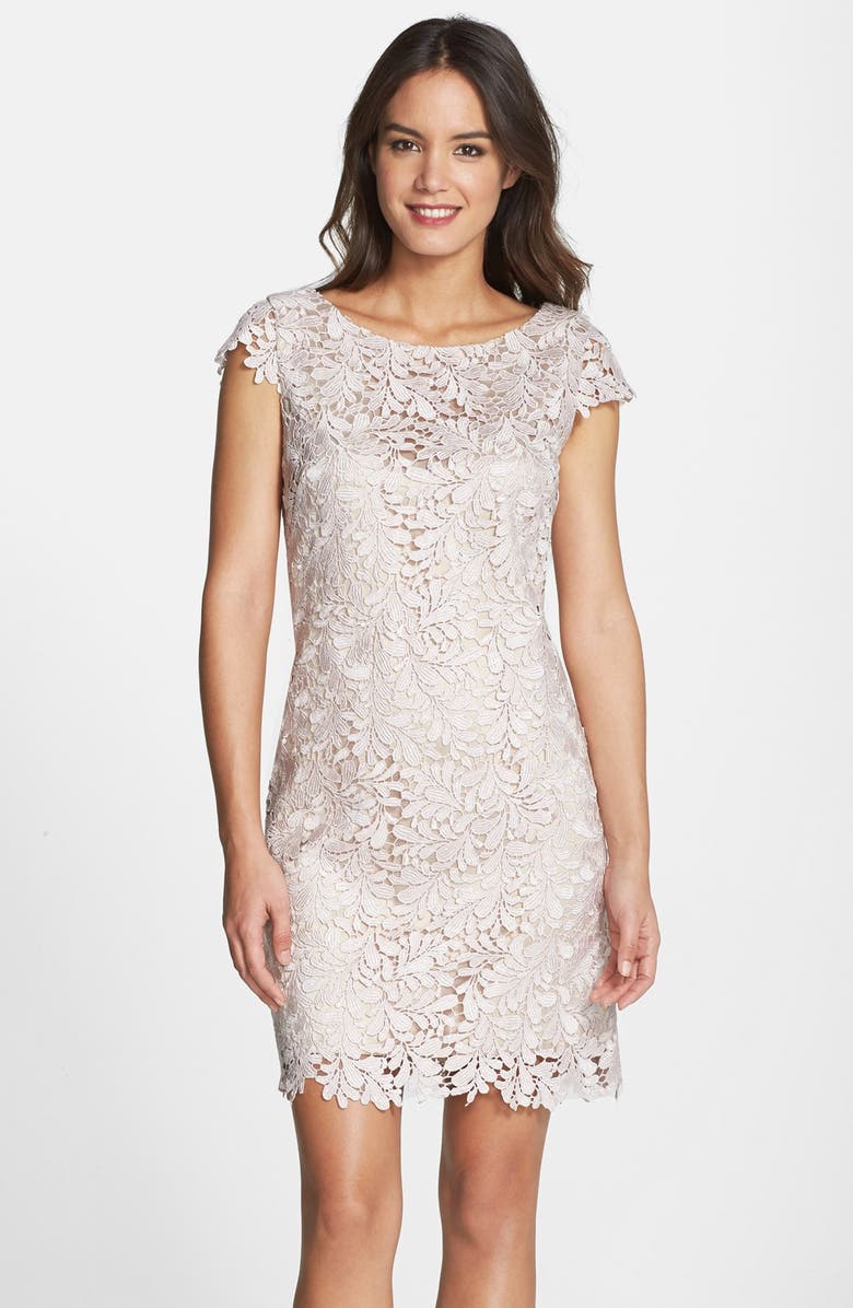 Eliza J Lace Cap Sleeve Shift Dress, Main, color,