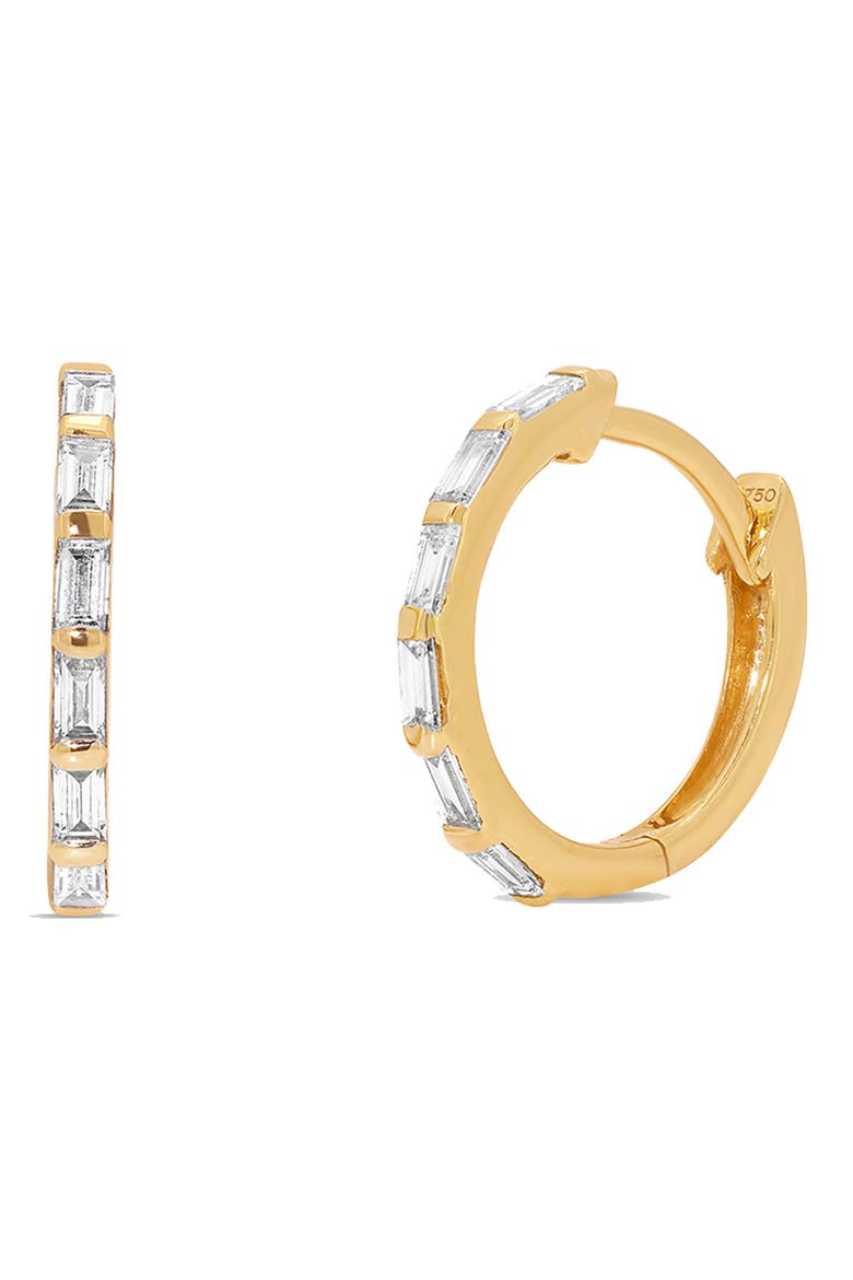 Dujour Baguette Diamond Hoop Earrings, Main, color, YELLOW GOLD