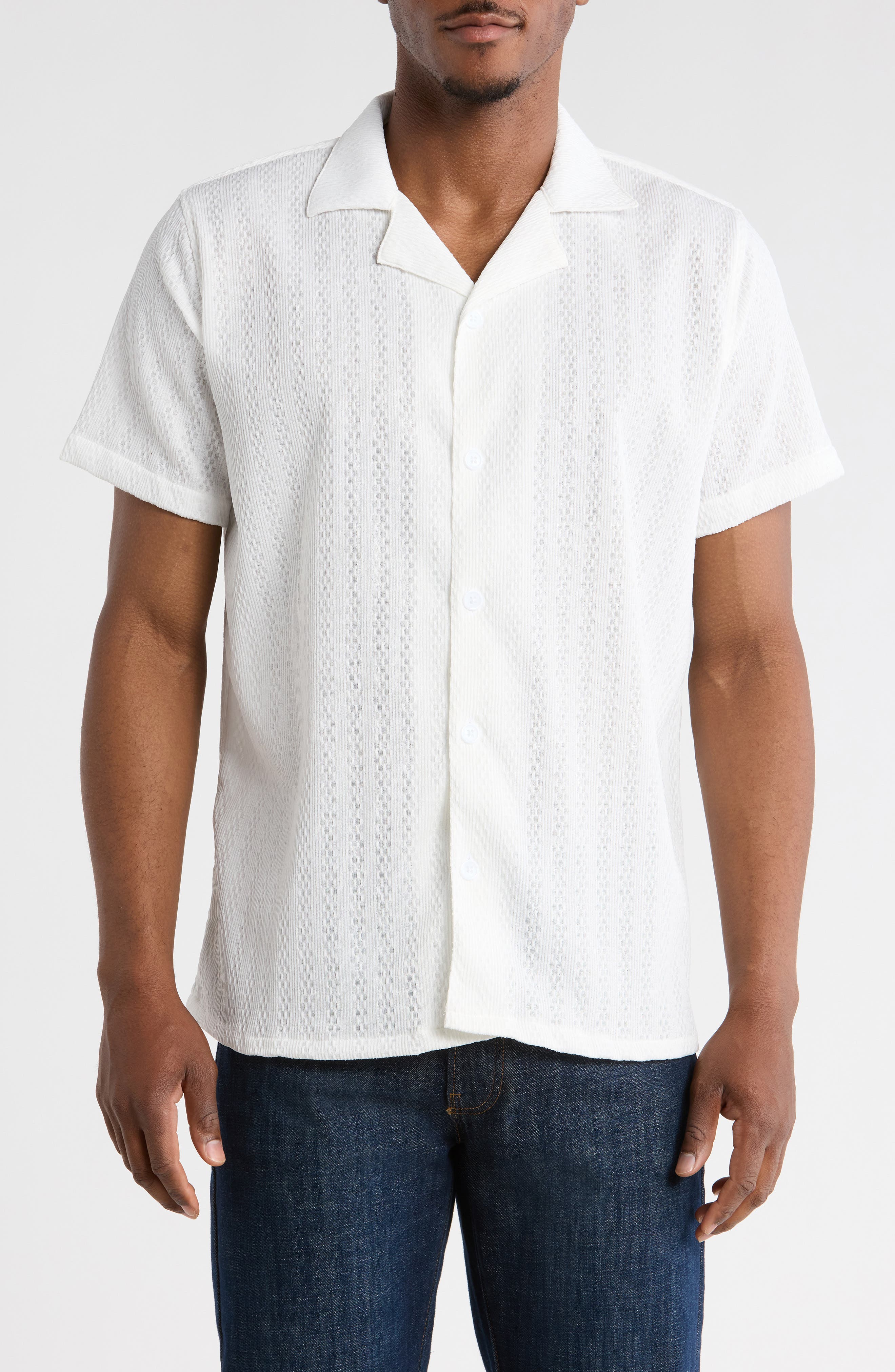 T.R. PREMIUM Modern Fit Textured Camp Shirt