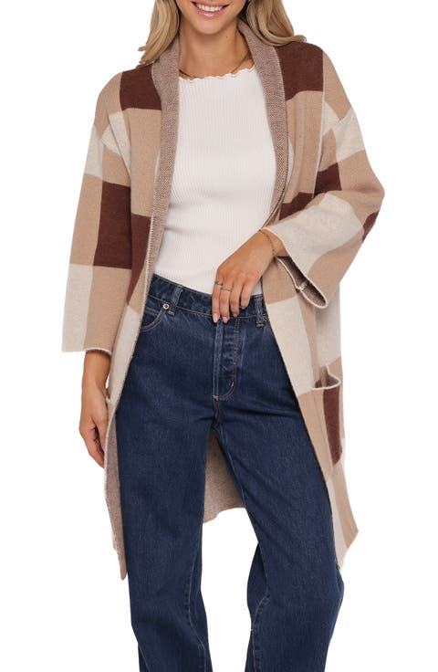 Ecoya Check Longline Cardigan