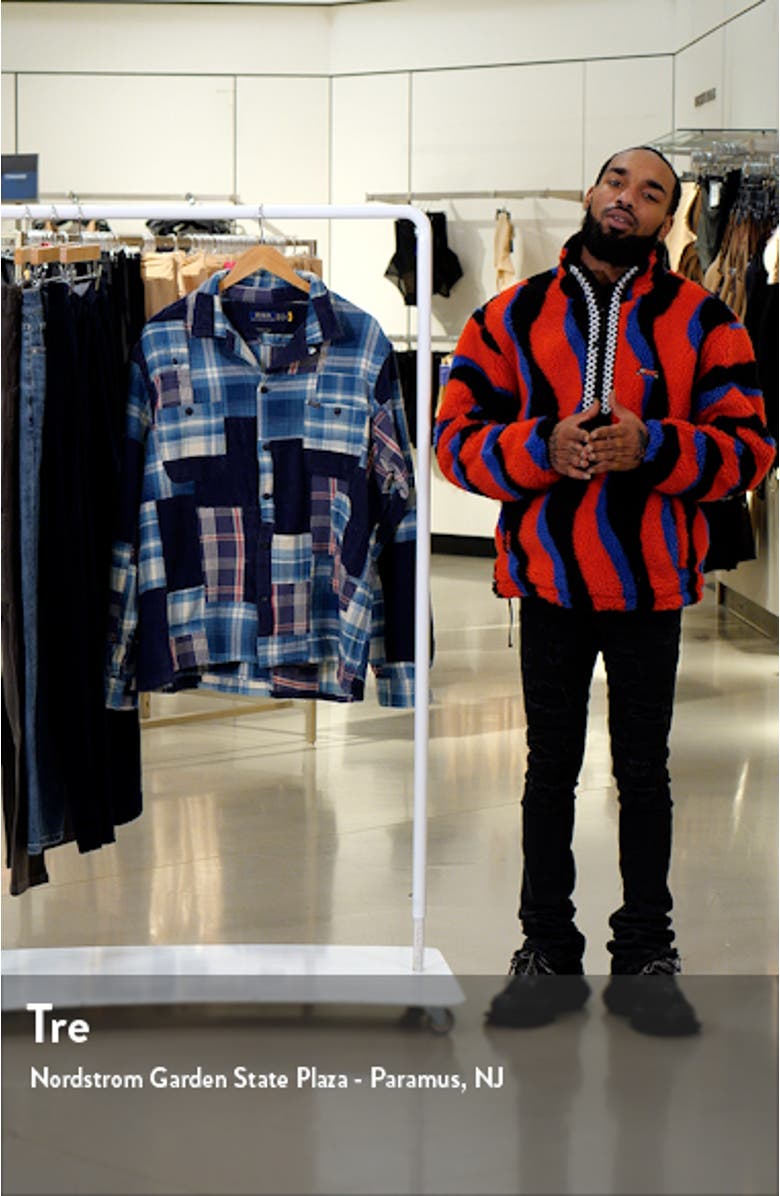 Plaid & Corduroy Patchwork Long Sleeve Camp Shirt, sales video thumbnail